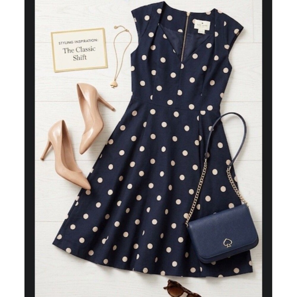 Kate Spade Aline Polka Dot Black Dress Sz 0 Silk Blend